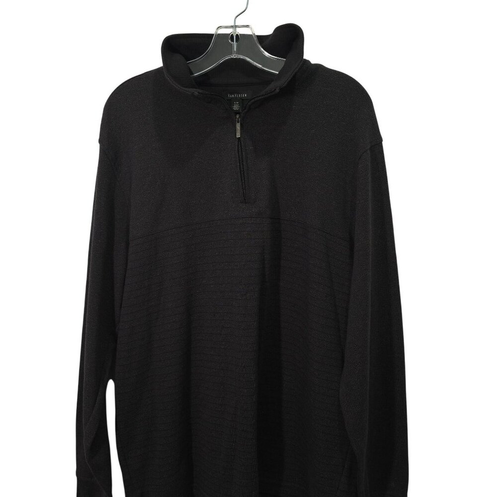 Van Heusen Men's Black Half-Zip Long Sleeve Pullover Sweatshirt L/G Size